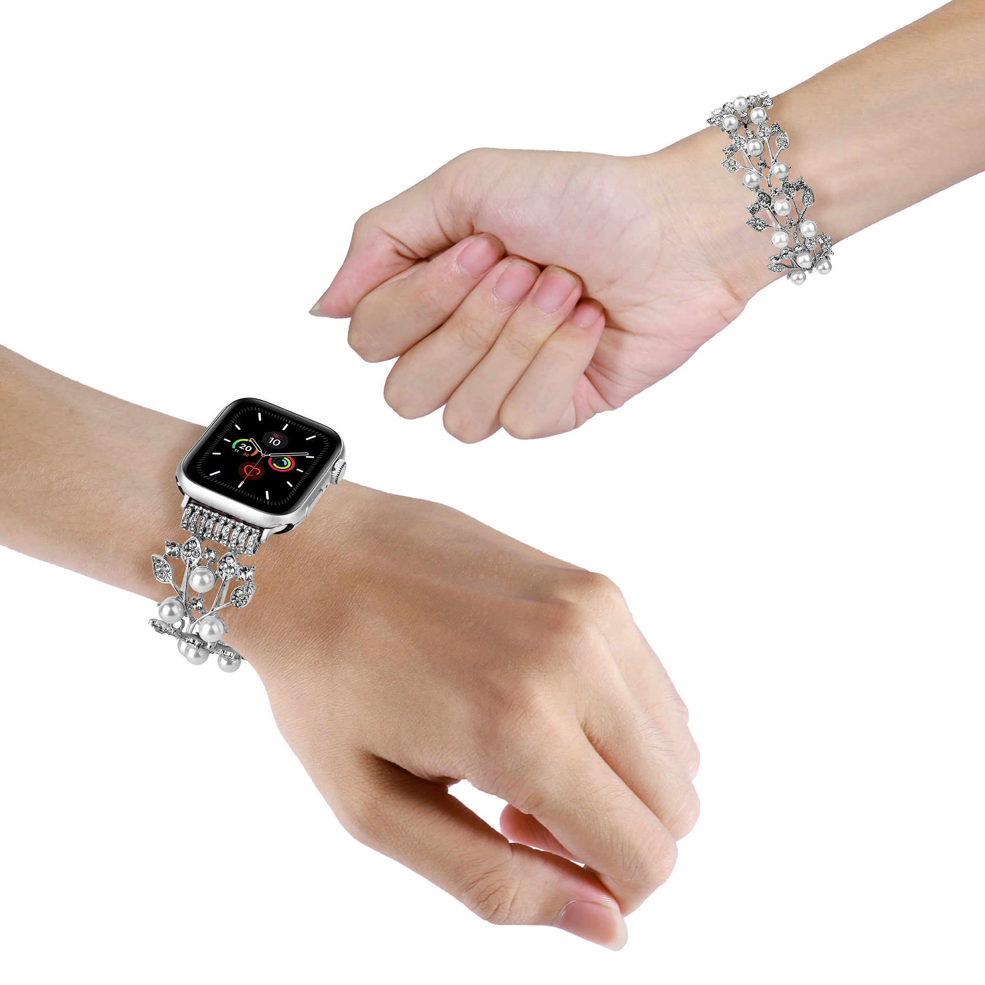 For Apple Watch Series 9 8 7 41mm 6 5 4 SE (2022) SE (2023) SE 40mm 3 2 1 38mm Watch Strap Beads Rhinestone Watchband For Apple Watch Series 9 8 7 41mm 6 5 4 SE (2022) SE (2023) SE 40mm 3 2 1 38mm Watch Strap Beads Rhinestone Watchband